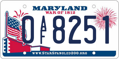 MD license plate 0AF8251