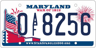 MD license plate 0AF8256
