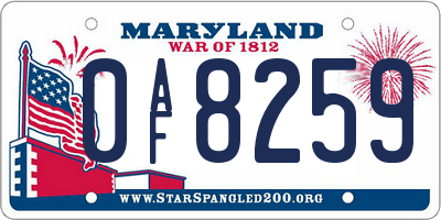 MD license plate 0AF8259