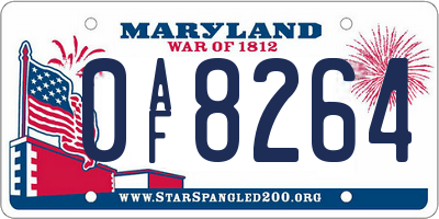 MD license plate 0AF8264