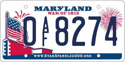 MD license plate 0AF8274