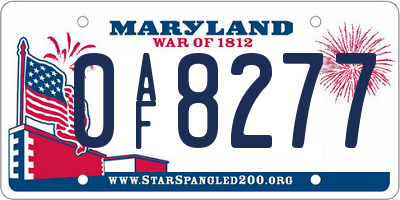MD license plate 0AF8277