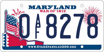 MD license plate 0AF8278
