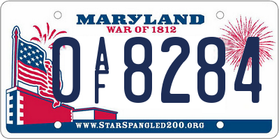 MD license plate 0AF8284