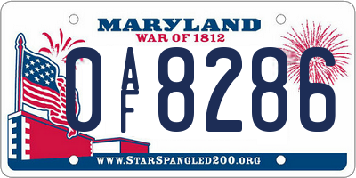 MD license plate 0AF8286