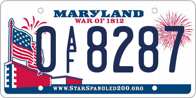 MD license plate 0AF8287