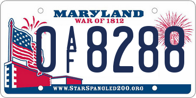 MD license plate 0AF8288