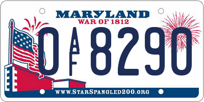 MD license plate 0AF8290