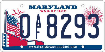 MD license plate 0AF8293