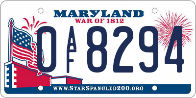 MD license plate 0AF8294
