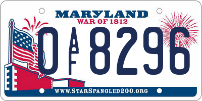 MD license plate 0AF8296