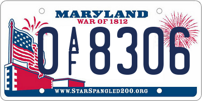 MD license plate 0AF8306