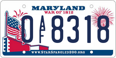 MD license plate 0AF8318