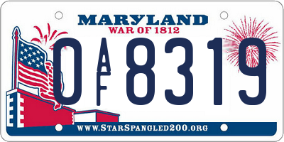 MD license plate 0AF8319