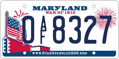 MD license plate 0AF8327