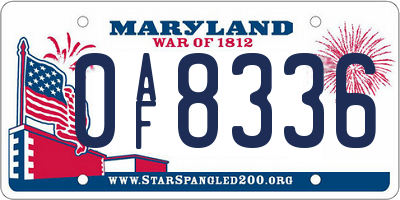 MD license plate 0AF8336