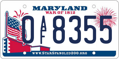 MD license plate 0AF8355