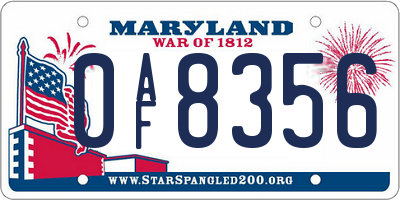 MD license plate 0AF8356