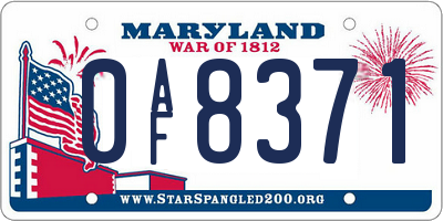 MD license plate 0AF8371