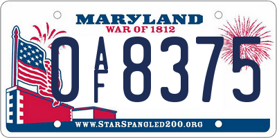 MD license plate 0AF8375