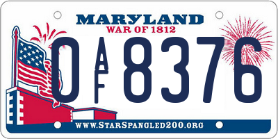 MD license plate 0AF8376