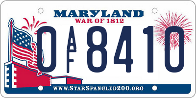 MD license plate 0AF8410