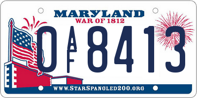 MD license plate 0AF8413