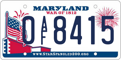 MD license plate 0AF8415