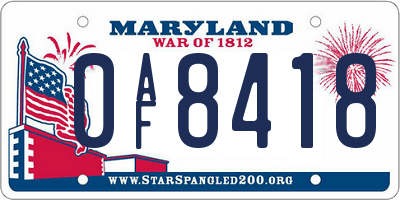 MD license plate 0AF8418