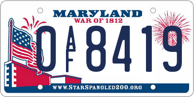 MD license plate 0AF8419