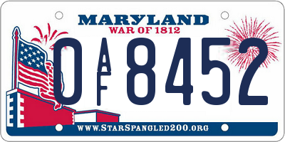 MD license plate 0AF8452