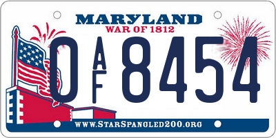 MD license plate 0AF8454
