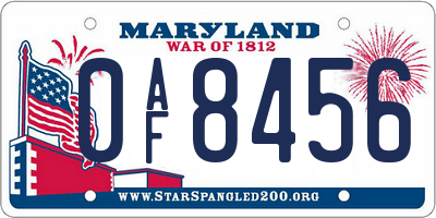 MD license plate 0AF8456