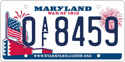 MD license plate 0AF8459