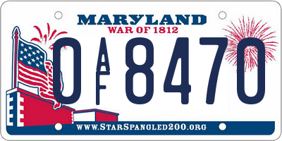 MD license plate 0AF8470