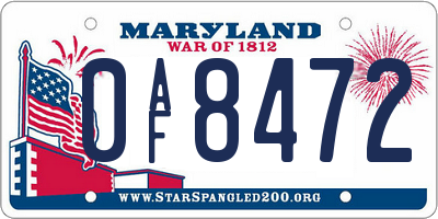 MD license plate 0AF8472