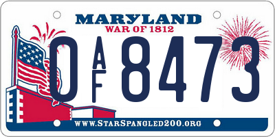 MD license plate 0AF8473