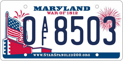 MD license plate 0AF8503