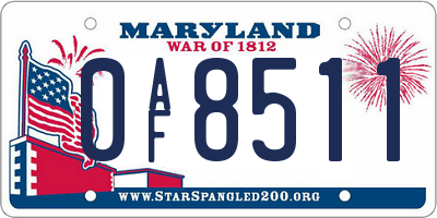 MD license plate 0AF8511