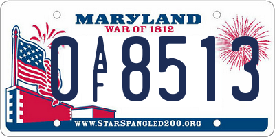 MD license plate 0AF8513