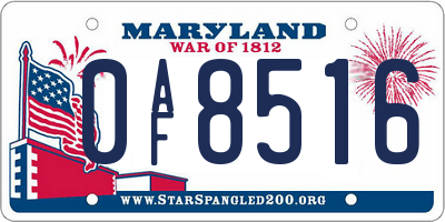MD license plate 0AF8516