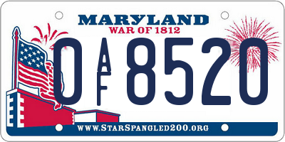 MD license plate 0AF8520