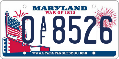 MD license plate 0AF8526