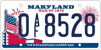 MD license plate 0AF8528