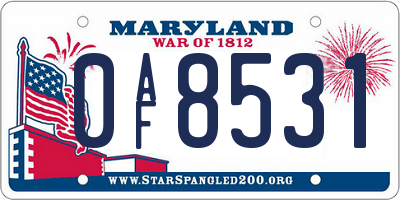 MD license plate 0AF8531