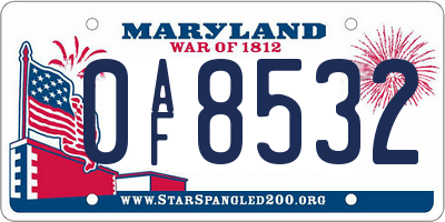 MD license plate 0AF8532