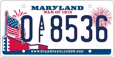 MD license plate 0AF8536