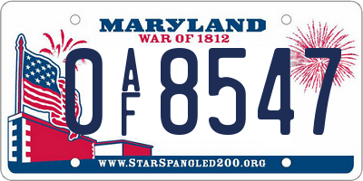 MD license plate 0AF8547
