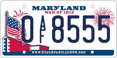 MD license plate 0AF8555