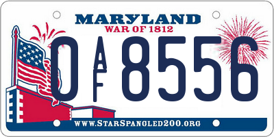 MD license plate 0AF8556